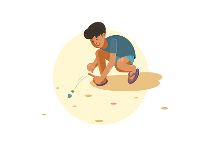 Boy ball boy character design game illustration marble village