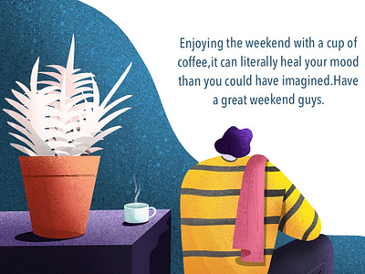 Weekend character characterdesign coffee coffee cup illustration natureboy plant pot shadow weekend