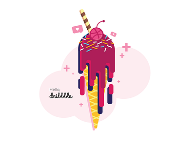 Hello Dribbble ! debut ice cream illustration