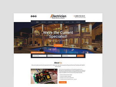 Electrician - Electricity Services WordPress Theme bootstrap company corporate electrician electricity services engineering html template industry responsive website template