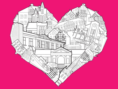 I love Klaipeda branding city heart illustration love valentines