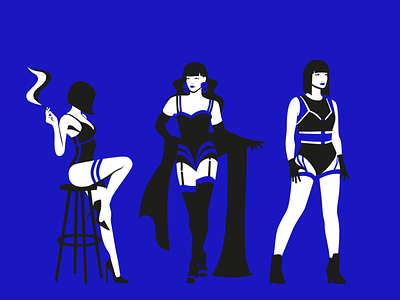 Lingerie 2 adobe illustrator beauty black blue fashion fashion illustration flat lingerie vector women