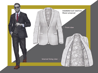 Fashion Flat Sketch blazer cloth fabric fashion fashion flat sketche lining men suit