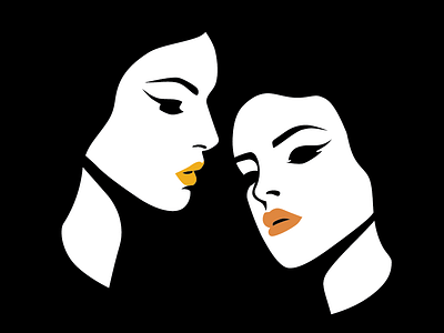 Women faces beauty black faces fashion fashion illustration makeup orange white yellow