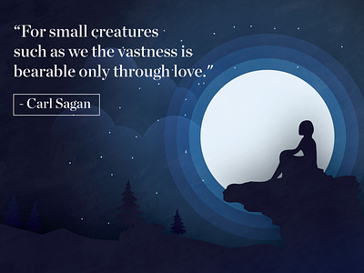 Quote Design design dribbble girl illustration minimal moon moonlight night quote quotes