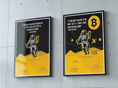 BitCoin Worth astronaut bitcoin branding colorful design elegant poster flyer design gold graphics illustration minimalist moon poster poster art poster design vector design