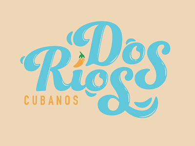 Dos Rios blue cuba cuban cubano food logo miami orange restaurant spanish