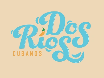 Dos Rios blue cuba cuban cubano food logo miami orange restaurant spanish