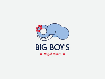 Big Boy's Bagel Bistro Logo bagel baseball big bistro blue elephant logo new york nyc pattern red