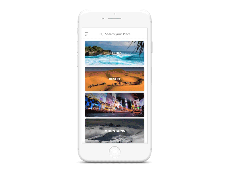Travel App Interaction | First Shot animation app blue clay clean debut gif interaction travel white