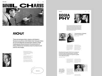 Writer website concept. Daniil Charms