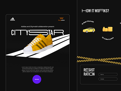 Adidas & Citymobil collaboration 3d adidas citymobil design onepage promo promotion sport taxi ui uxui web
