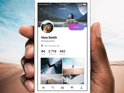 Profile Screen clean follow icons instagram interface photography profile screen ui ux