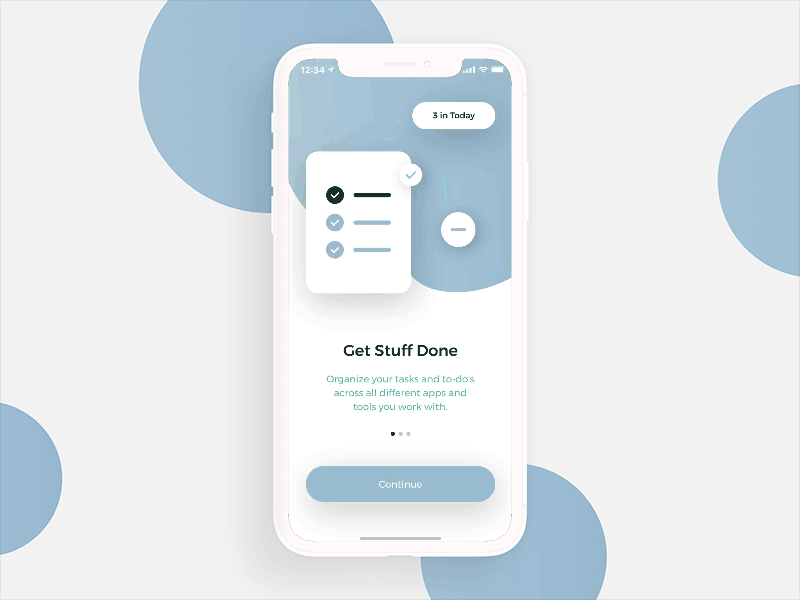 Onboarding flow animation app card clean design dribbble gradient illustration interface invision studio onboard onboarding productive scroll smooth todo todolist ui ui design ux