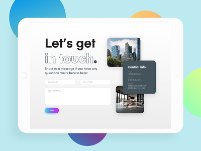 Daily UI 028 - Contact Us 028 challenge clean contact daily daily ui dailyui design form gradient interface landing page message newsletter sketch typography ui ui design web webdesign
