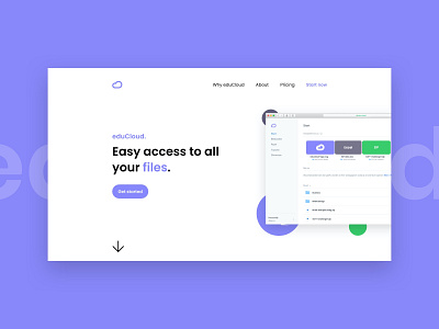 eduCloud landing page. adobe xd clean cloud cloud app color colorful design dropbox educloud files interface landing landing page landingpage school ui ui design ux web website
