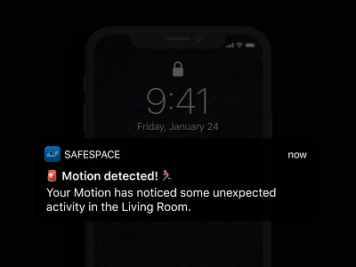 SafeSpace Notifications app apple branding card clean dark dark mode dark ui design dribbble interface ios logo notification notifications safespace space ui ui design