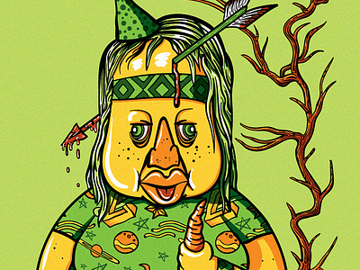 Bummer. art blood branch carrot color design gore graphic green hair illustration illustrator portrait tree vector