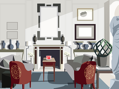 Living Room 1 decor flat furniture illustration illustrator interior light living room style vector