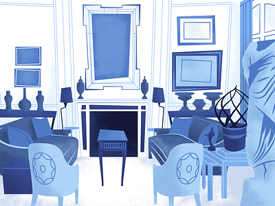 Living Room 2 blue decor environment furniture grain illustration illustrator interior jazzy photoshop