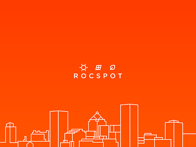 ROCSPOT city cityscape gotham icon identity illustration illustrator line red rochester solar solar panel vector