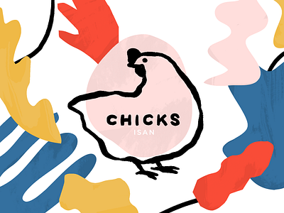 Chicks Isan branding chick chicken color cut paper design egg graphic identity illustration line logo texture thai typography vector