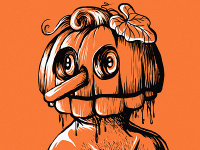 Gourdy art beer brand branding brush color creepy gourd graphic head identity illustration line monochromatic orange packaging photoshop portrait pumpkin raster