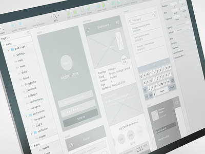 ReSponsor Wireframes design grey interaction interface mobile prototype screenshot ui ux wireframe