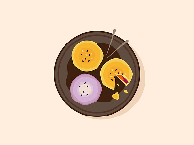 Taiwan Cuisine: Taro + Egg Yolk Pastry design dessert draw eat food icon illustration logo symbol taiwan vector yellow