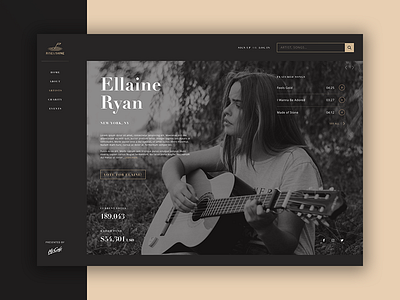 Artist Profile Page black design gallery gold interface page profile singer ui unique ux web