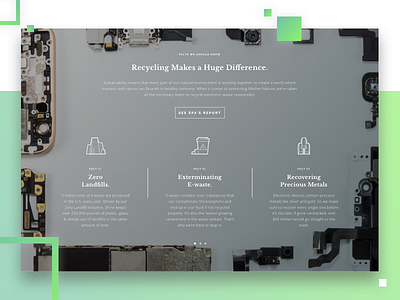 Shine Electronics Landing Page card clean design electronics green home icons landing menu ui ux web