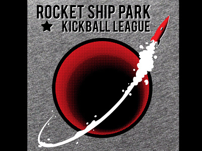 Rocketship Park Kickball Logo logo t shirt kickball