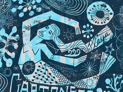 Mermaid design folk handdrawn illustration nate williams