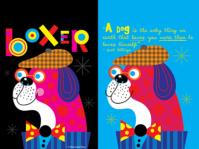 Boxer alexander blue dog illustration vector