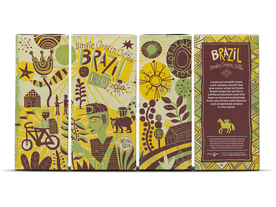 Rio Coffee Package Illustration coffee design folk hand crafted illustration lettering packaging