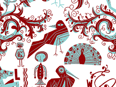 Hell Yes Pattern bird folk handdrawn illustration nate williams not a design system not data informed xo