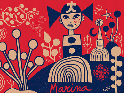 Marina folk handdrawn illustration