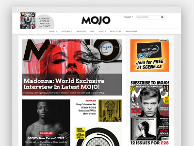 MOJO Music Magazine design music responsive ui ux web