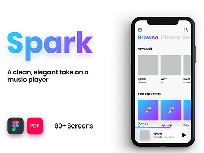 Spark Music UI app appdesign apple design figma flat flat design form gradient graphic design interface interface design ios iphone minimal music music app music player ui ux