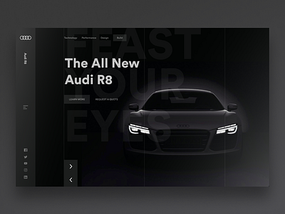 Audi R8 Landing Page design graphicdesign interface interface design landing page minimal ui ui design uiux ux ux design webdesign website