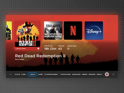 Playstation 5 UI | Concept categories concept console gaming minimal organization playstation ps5 red sony ui ux