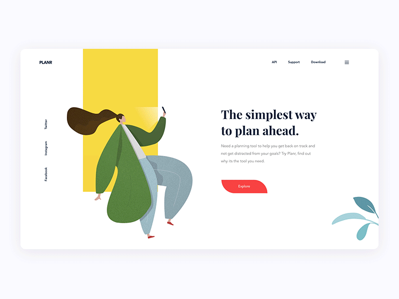 Planr Illustration website experiment animation art branding design gif illustration landing page principle protopie simple ui ui ux ui ux design vector video web website