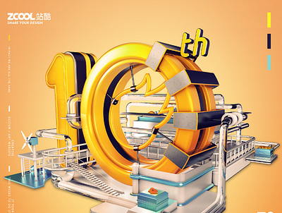 ZCOOL 10th c4d illustration logo ui 图标 插图 设计