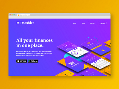 Dosshier Desktop Landing Page bank desktop finance interface landing page simple ui