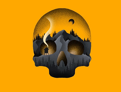 Skull Forrest artwork drawing handdrawn illustration illustrator procreate skull