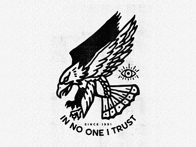 IN NO ONE I TRUST bird design eagle handdrawn logo merchdesign