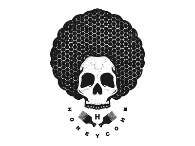 HoneyComb afro artwork charleypangus handdrawn honeycomb illustration illustrator logo merchdesign procreate skull