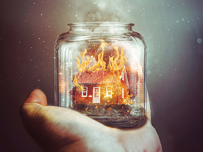 Our Home Is No More burning fire house photoedit photomanipulation photoshop