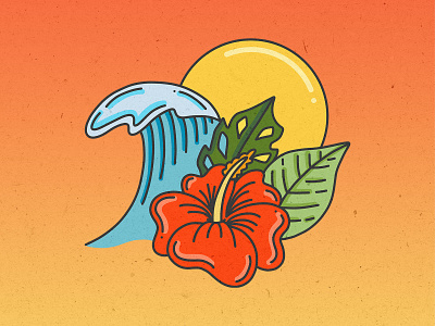 Aloha Sunset design illustration