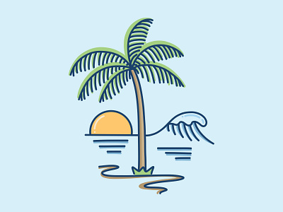 Palm Tree Doodle design illustration ocean palm tree sunset tropical